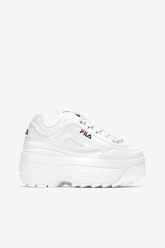 Fila Disruptor 2 Wedge Patent Trainers White - Womens - 08349ORKU